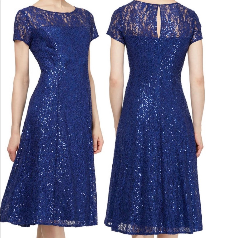 COPY - SLNY evening/cocktail dress violet blue size 10p. NWT.